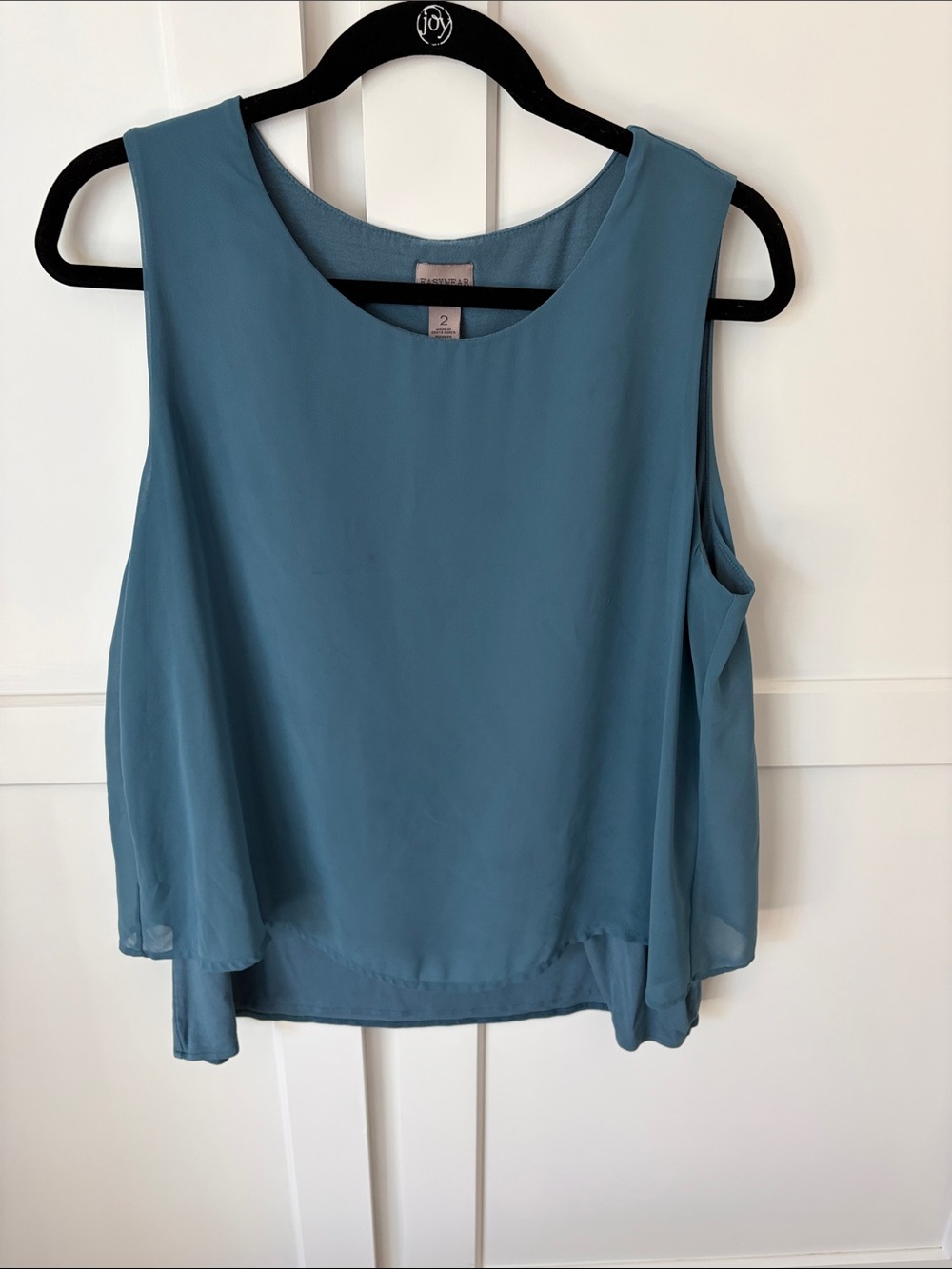 Chico’s Easywear Sleeveless Layered Blouse in Slate Blue